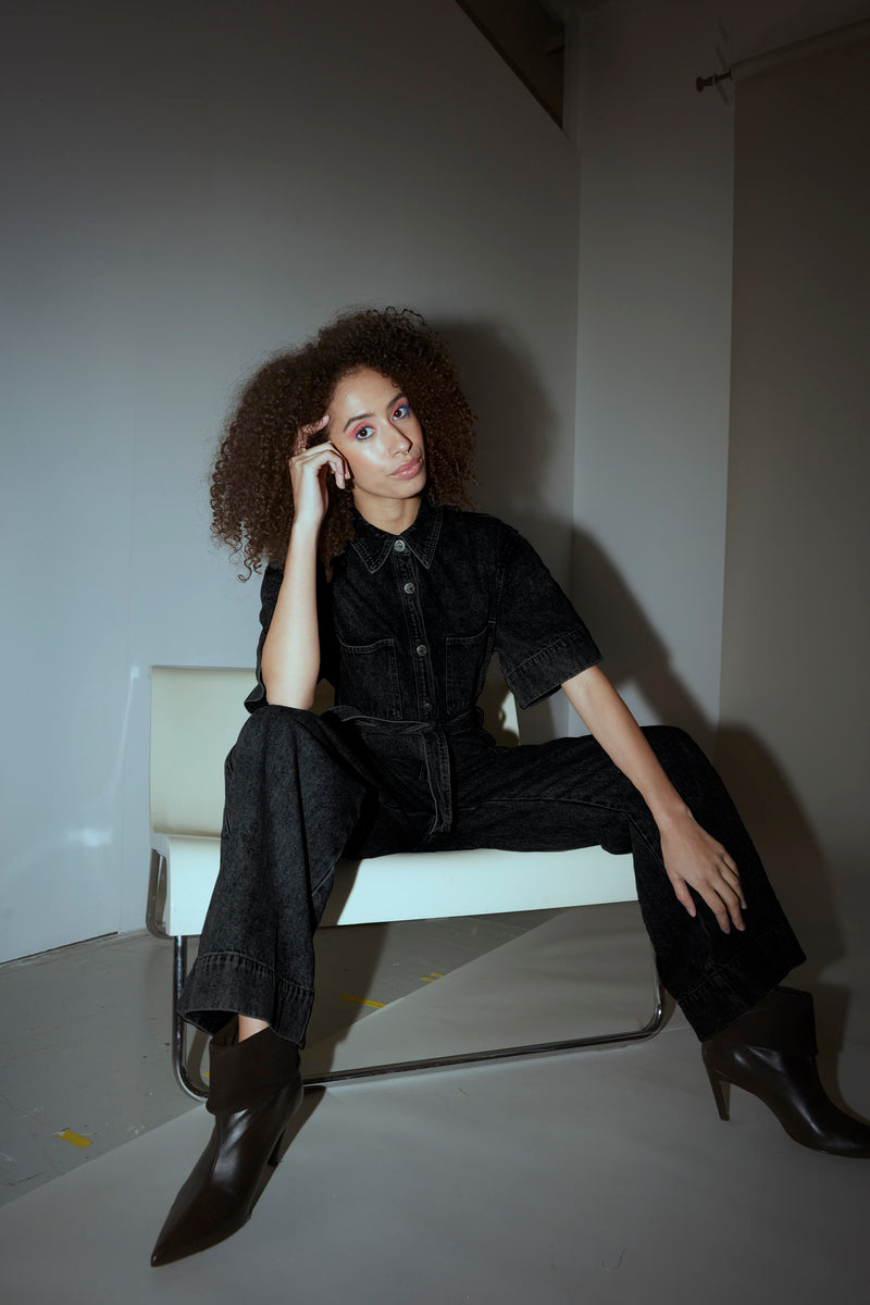 HUNKØN Mette Denim Jumpsuit Jumpsuits Black