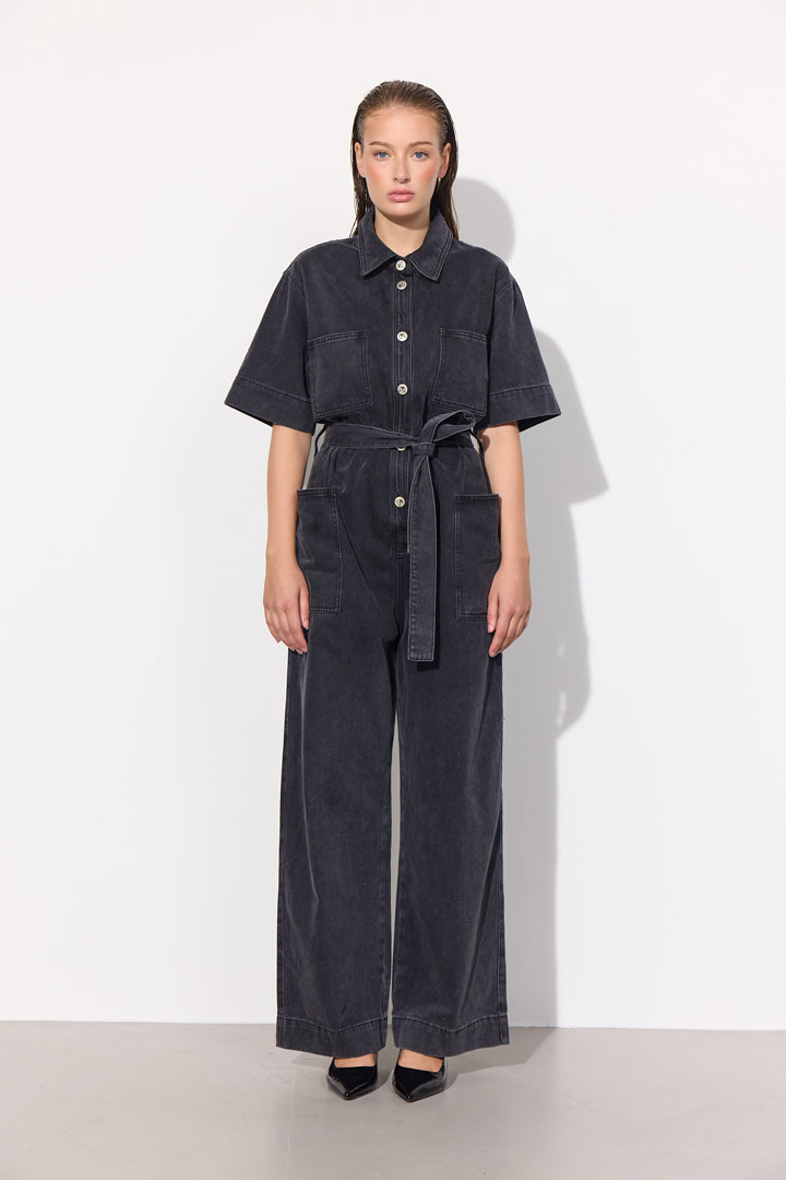 HUNKØN Mette Denim Jumpsuit Jumpsuits Black