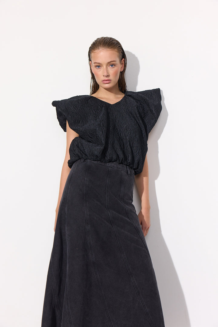 HUNKØN Mette Denim Skirt Skirts Black