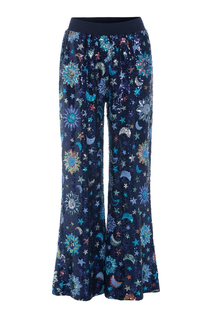 HUNKØN Muna Sequin trousers Trousers Navy Glitter