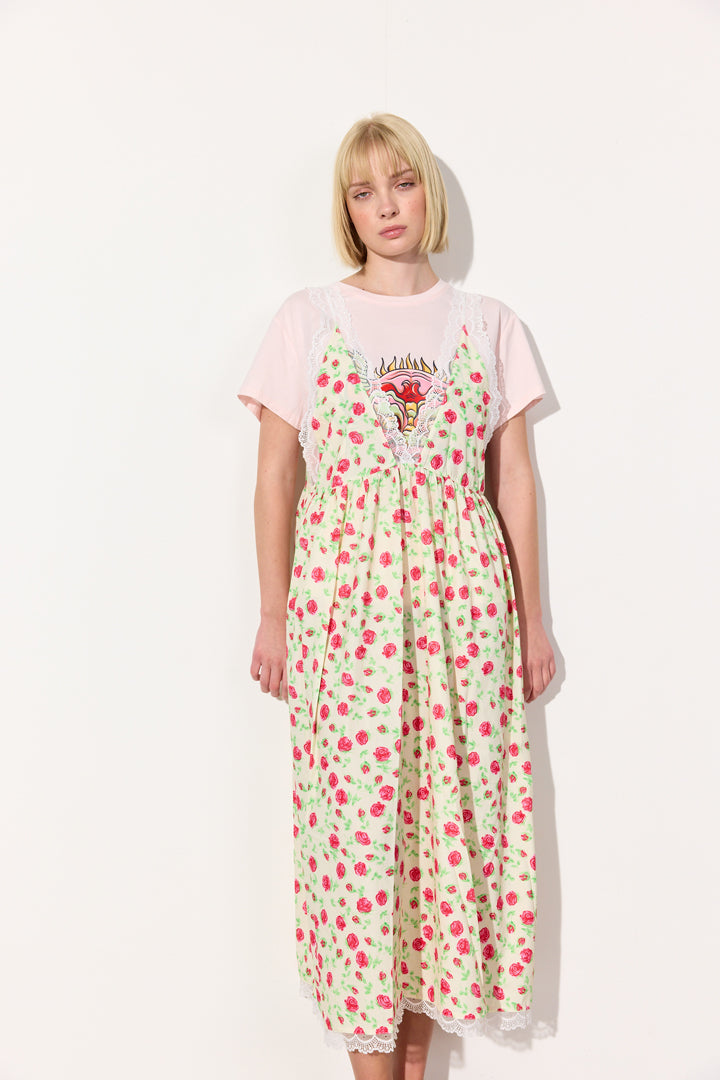 HUNKØN Nanna Oversized Dress Dresses White floral