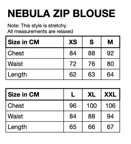 HUNKØN Nebula Zipper Blouse Blouses Outer Space Art Print