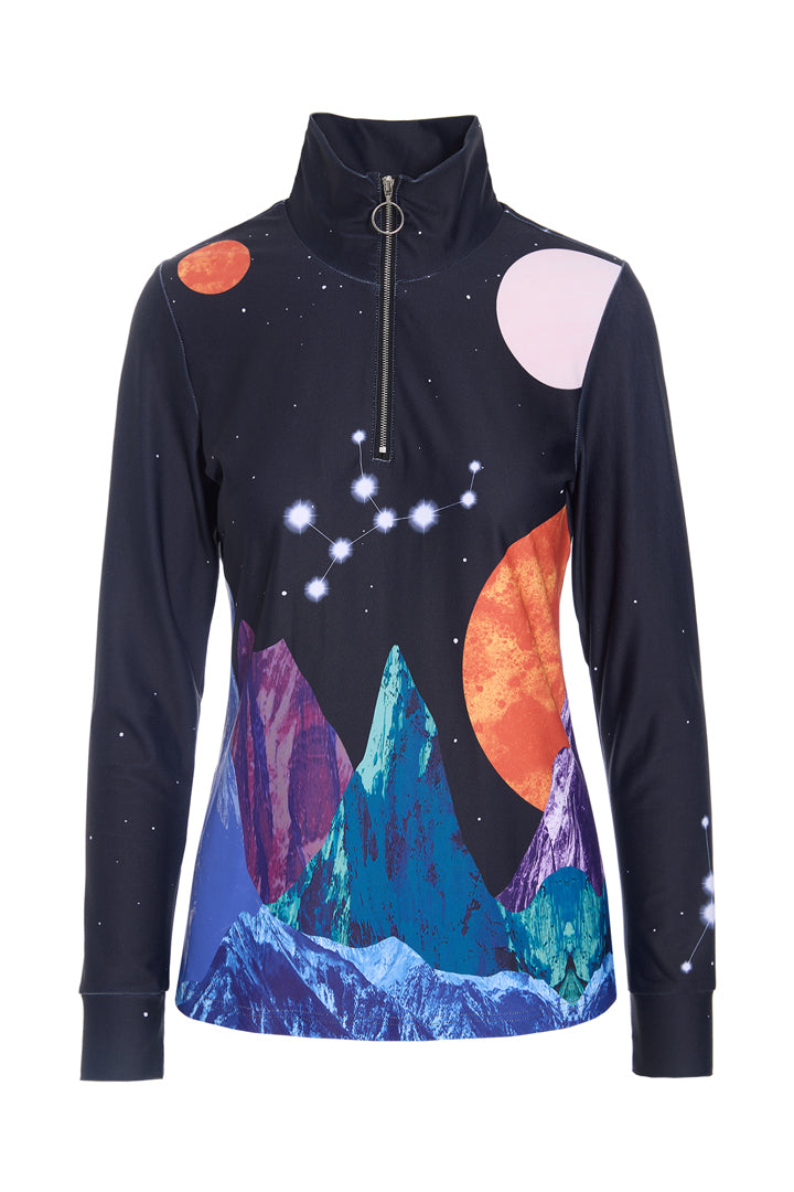 HUNKØN Nebula Zipper Blouse Blouses Outer Space Art Print