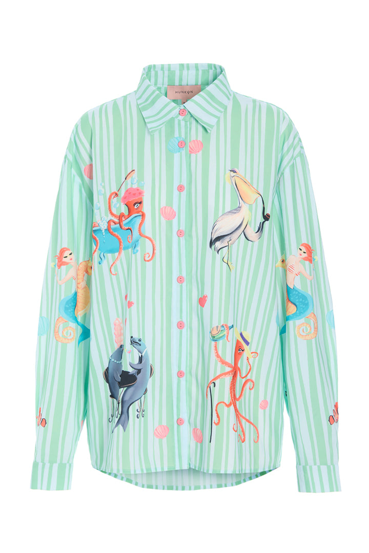 HUNKØN Nessie Shirt Shirts Green Ocean Art Print