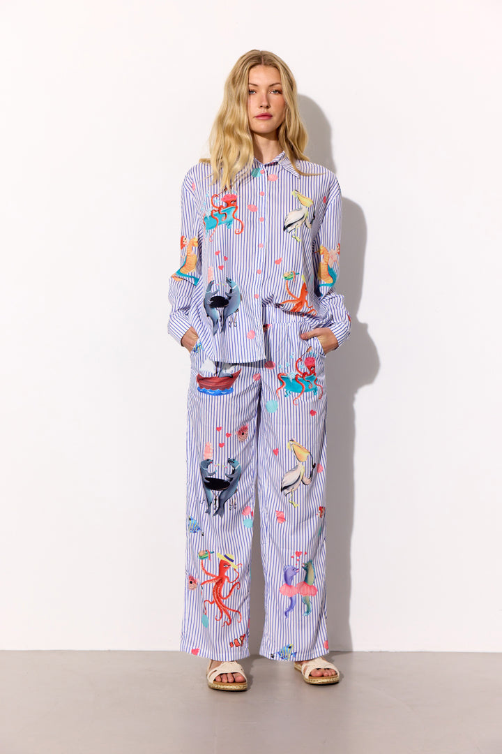 HUNKØN Nessie Trousers Trousers Blue Ocean Art Print