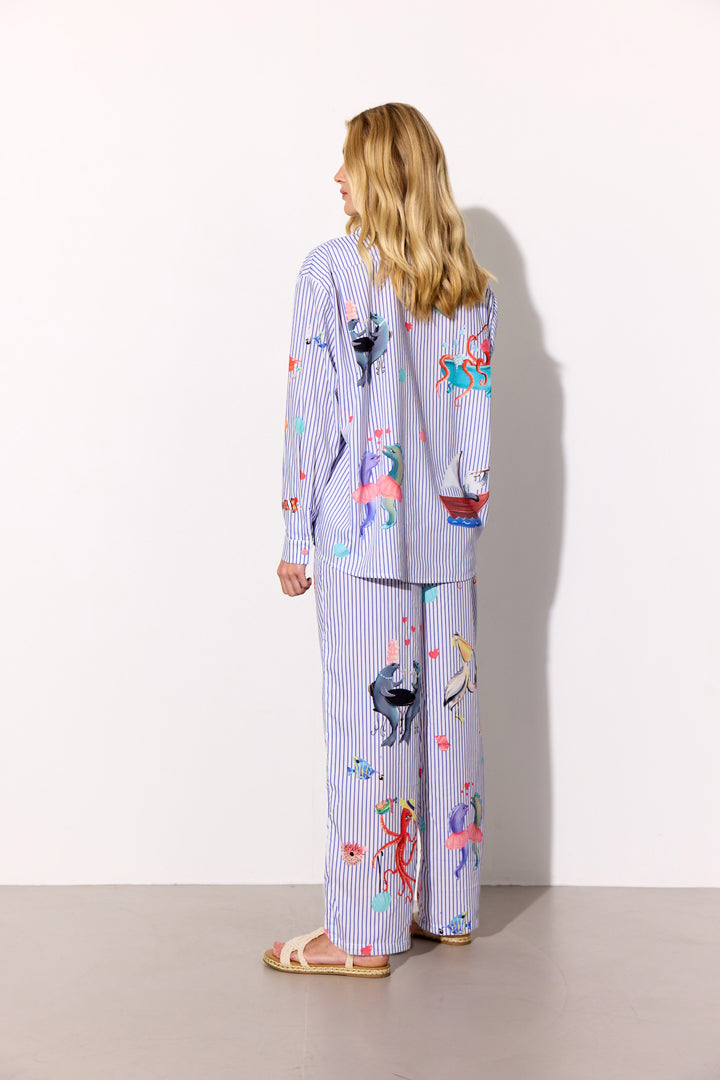 HUNKØN Nessie Trousers Trousers Blue Ocean Art Print