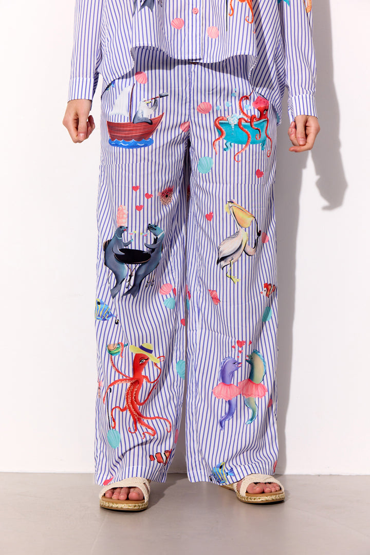 HUNKØN Nessie Trousers Trousers Blue Ocean Art Print