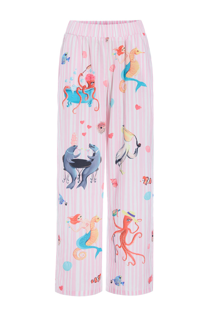 HUNKØN Nessie Trousers Trousers Pink Ocean Art Print