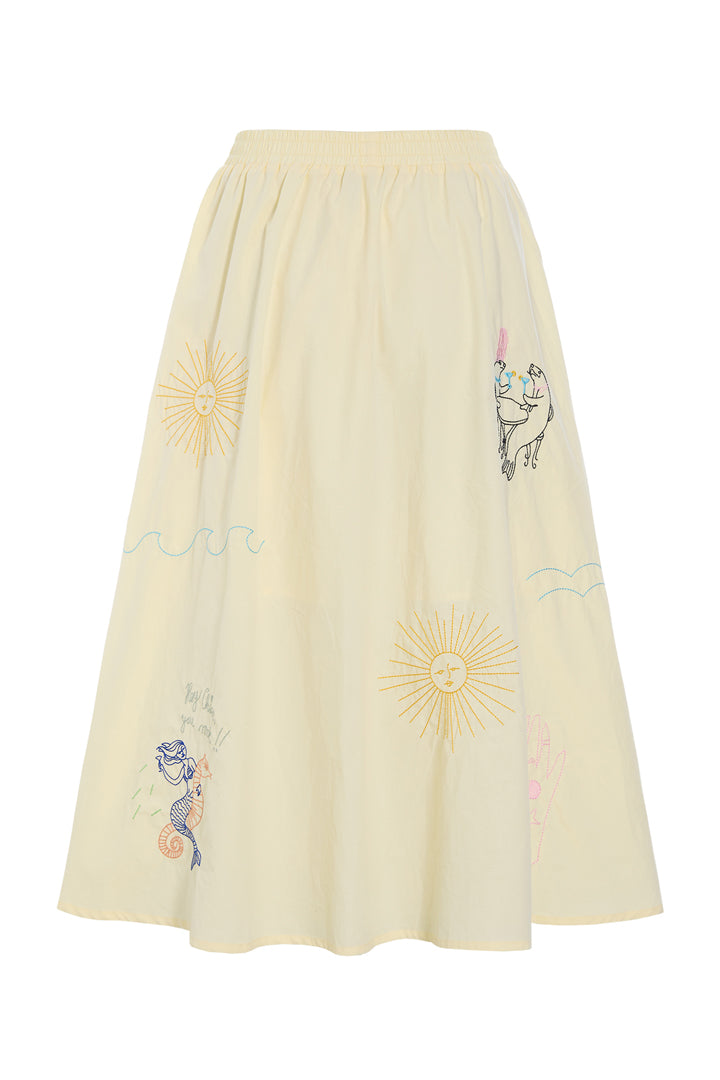 HUNKØN Nima Skirt Skirts Cream Yellow