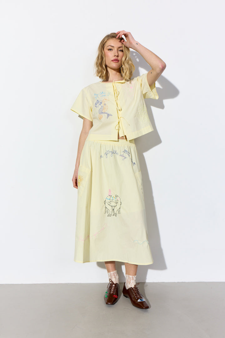HUNKØN Nima Skirt Skirts Cream Yellow