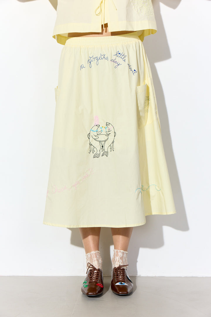 HUNKØN Nima Skirt Skirts Cream Yellow
