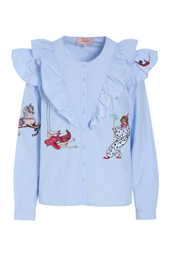 HUNKØN Nola Ruffle Shirt Shirts Light Blue