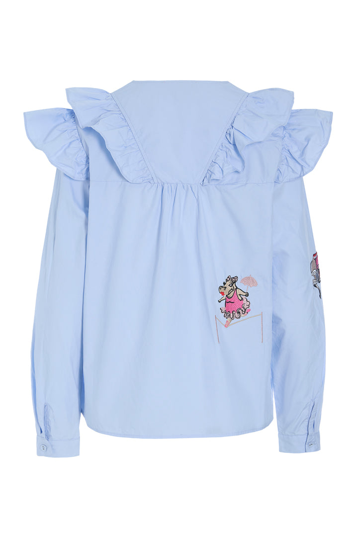 HUNKØN Nola Ruffle Shirt Shirts Light Blue