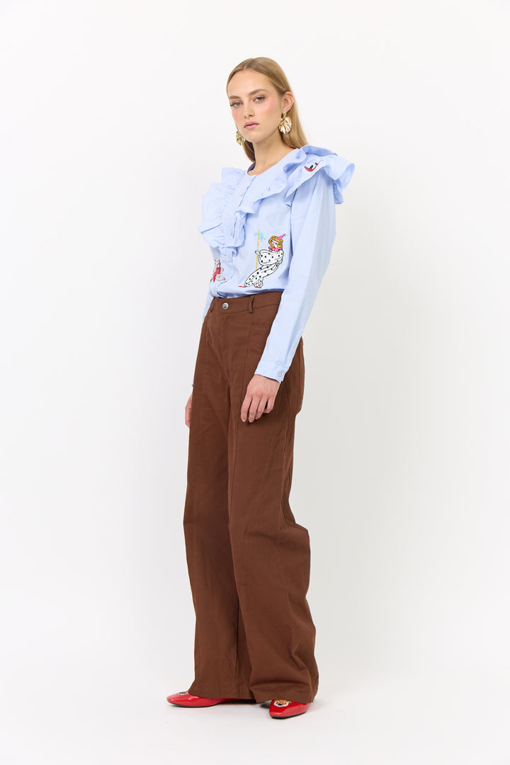 HUNKØN Nola Ruffle Shirt Shirts Light Blue