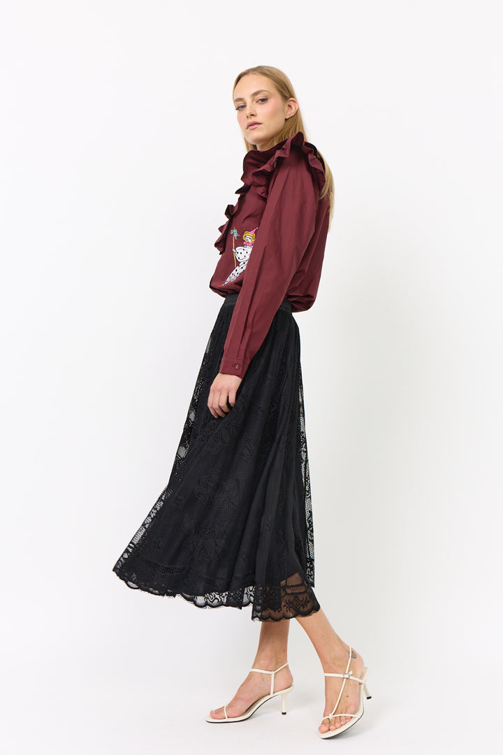 HUNKØN Nola Ruffle Shirt Shirts Oxblood