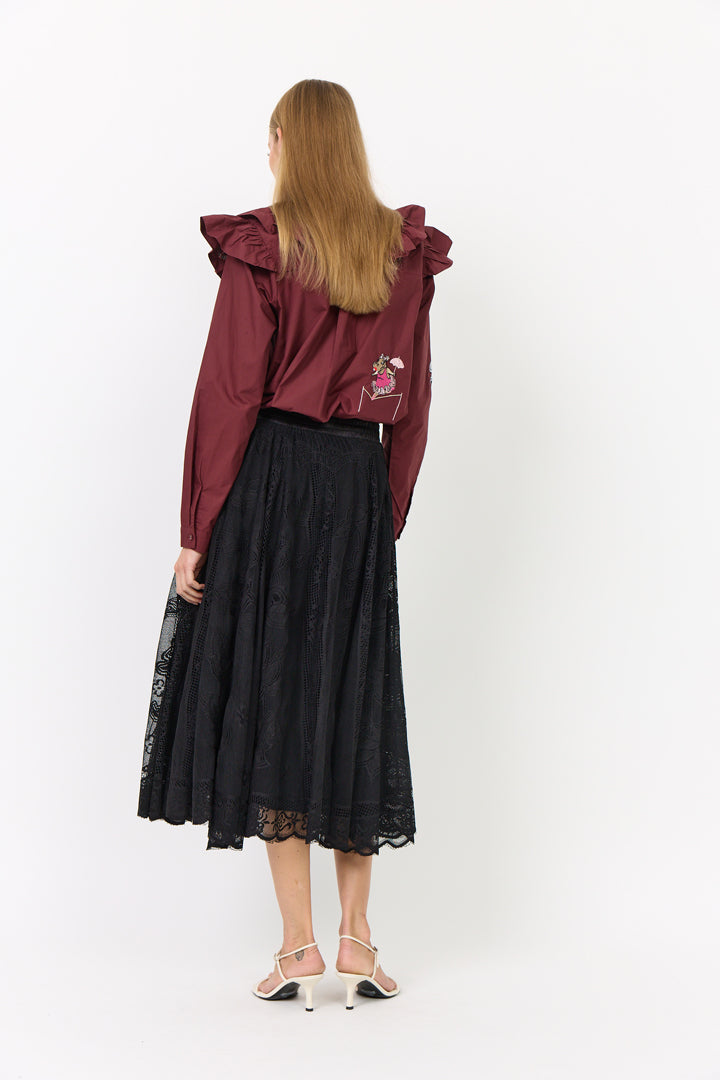 HUNKØN Nola Ruffle Shirt Shirts Oxblood