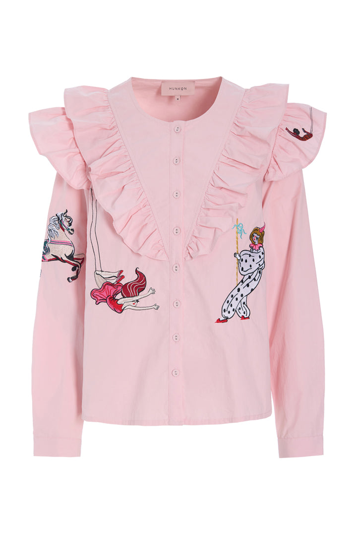 HUNKØN Nola Ruffle Shirt Shirts Soft Pink