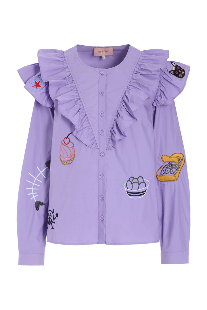 HUNKØN Nola Ruffle Shirt Shirts Lavender