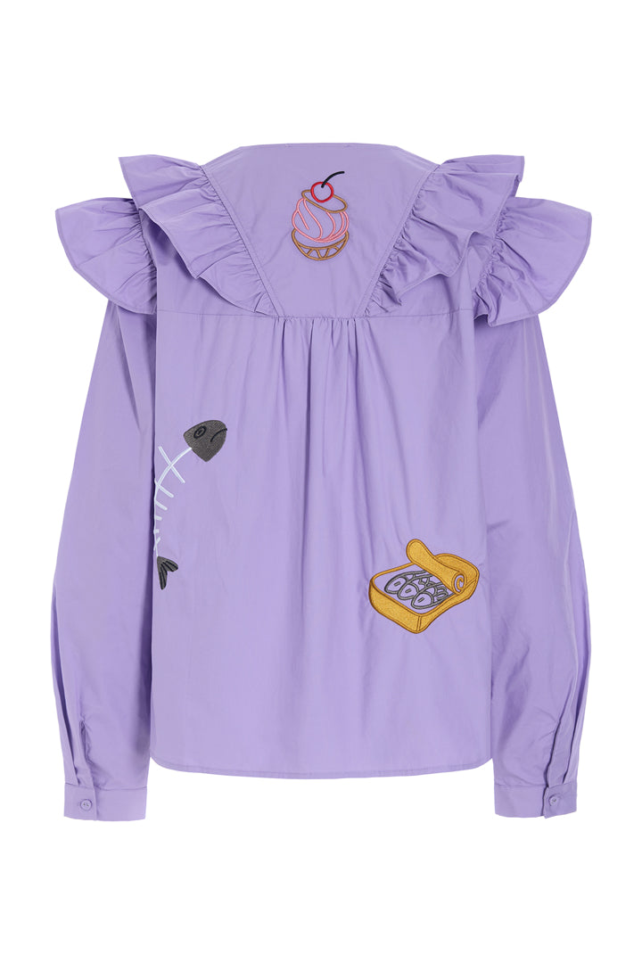 HUNKØN Nola Ruffle Shirt Shirts Lavender