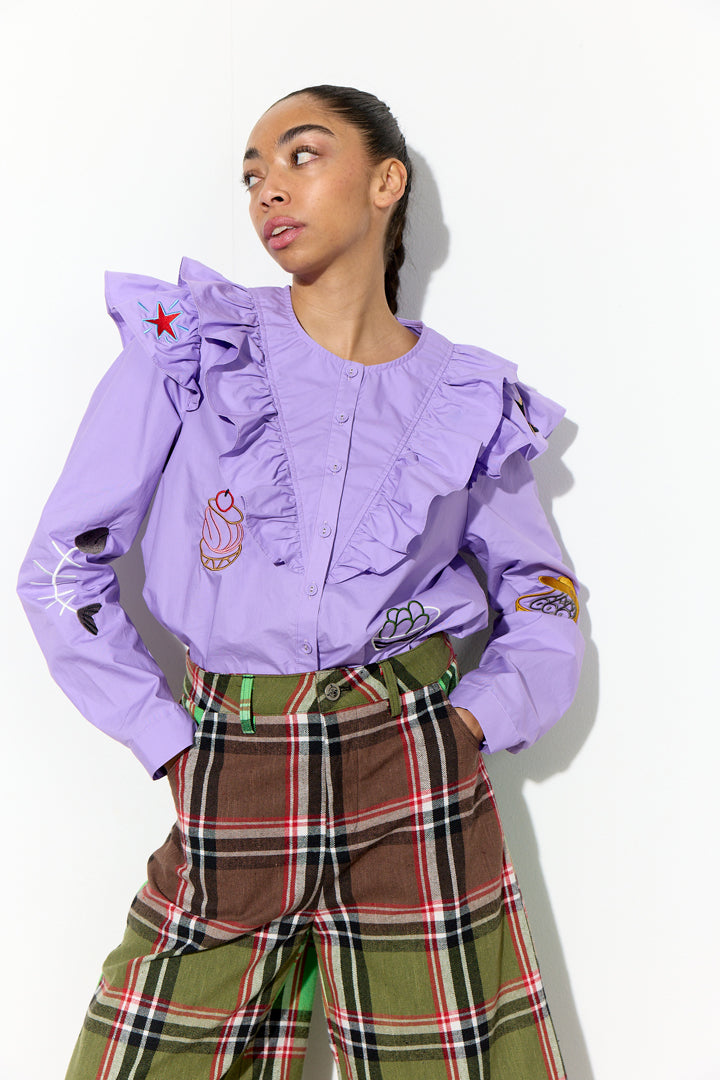 HUNKØN Nola Ruffle Shirt Shirts Lavender
