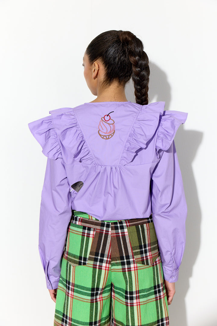 HUNKØN Nola Ruffle Shirt Shirts Lavender