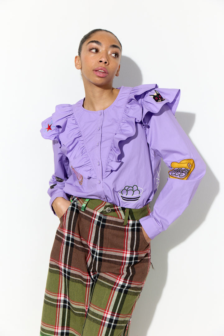 HUNKØN Nola Ruffle Shirt Shirts Lavender