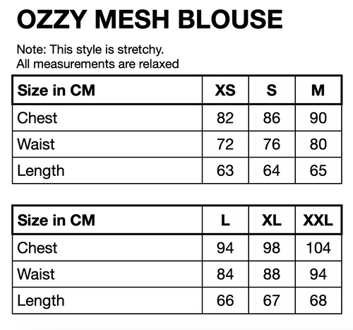 HUNKØN Ozzy Mesh Blouse Blouses Graffiti Art Print