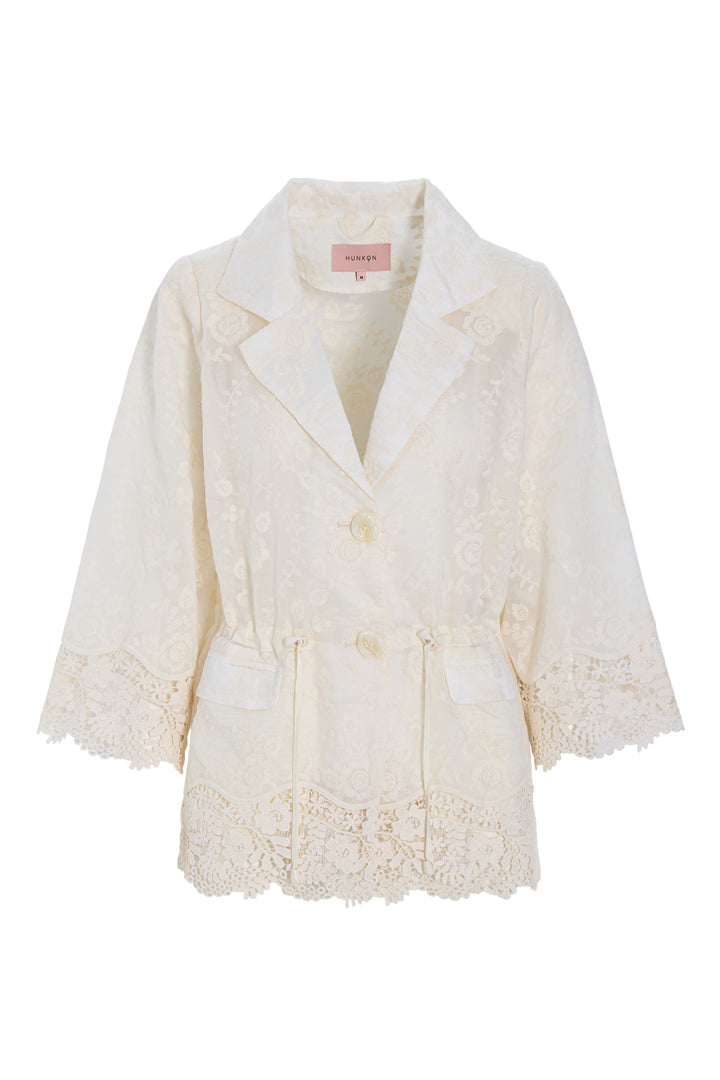 HUNKØN Patty Lace Blazer Jackets Cream