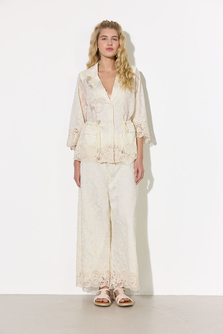 HUNKØN Patty Lace Blazer Jackets Cream