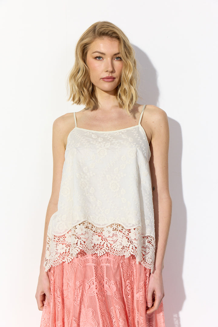 HUNKØN Patty Lace Top Tops Cream