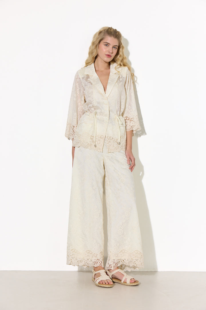 HUNKØN Patty Lace Trousers Trousers Cream