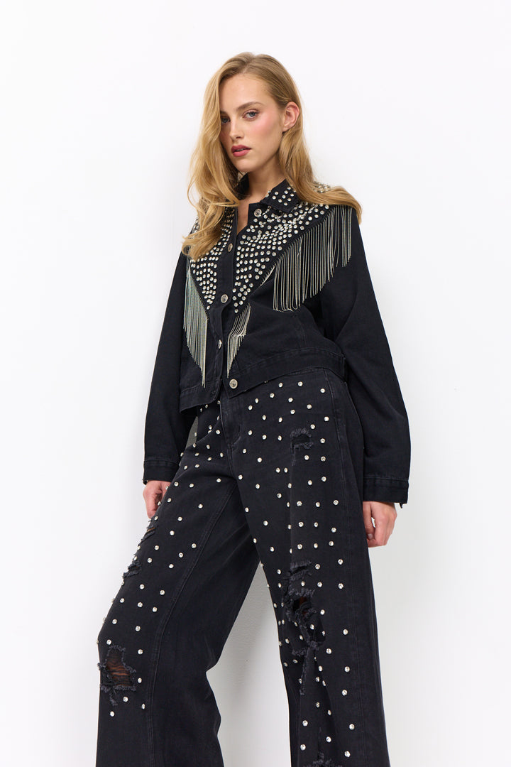 HUNKØN Priya Gem Jeans Trousers Black Denim