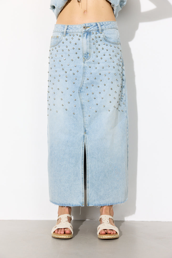 HUNKØN Priya Gem Skirt Skirts Light Denim