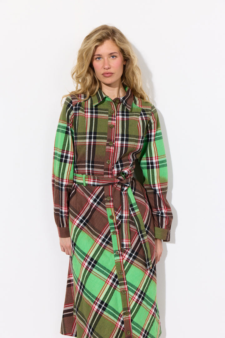 HUNKØN Ramone Dress Dresses Green Tartan