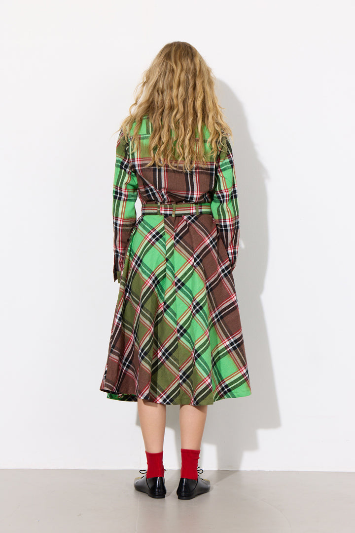 HUNKØN Ramone Dress Dresses Green Tartan