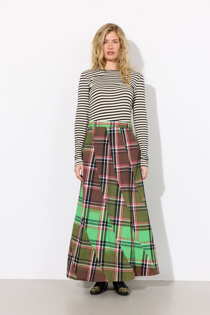 HUNKØN Ramone Long Skirt Skirts Green Tartan