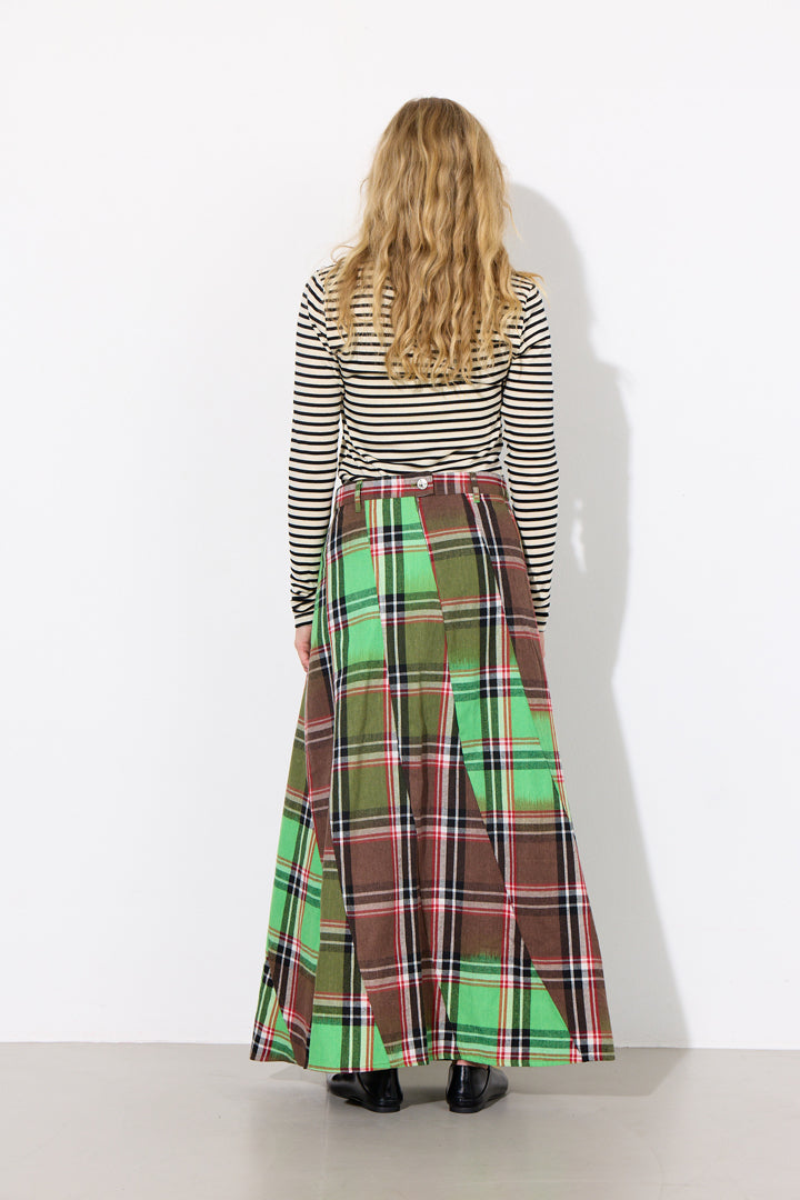 HUNKØN Ramone Long Skirt Skirts Green Tartan