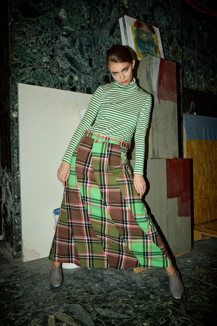 HUNKØN Ramone Long Skirt Skirts Green Tartan