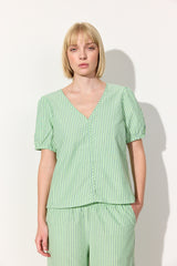 HUNKØN Randi Top Tops Green Striped