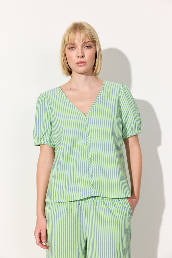 HUNKØN Randi Top Tops Green Striped