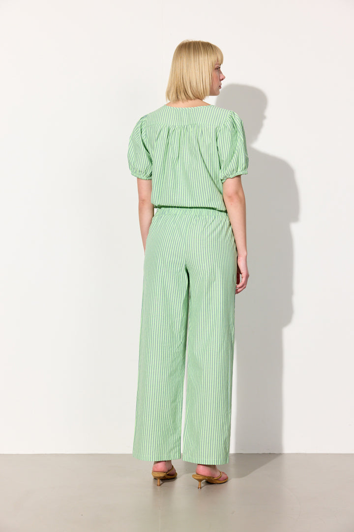 HUNKØN Randi Trousers Trousers Green Striped