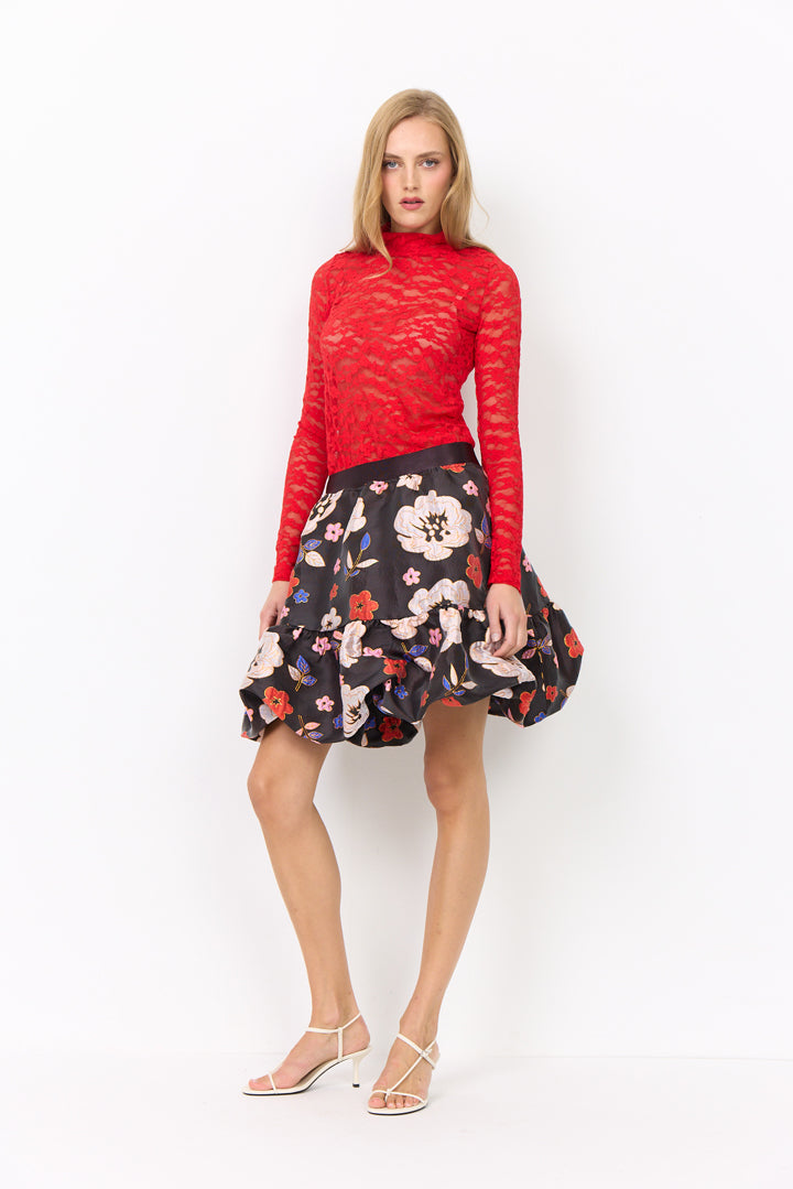 HUNKØN Rita Lace Blouse Blouses Red