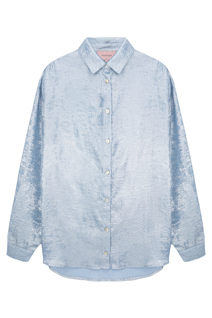 HUNKØN Robin Shirt Shirts Blue Metallic