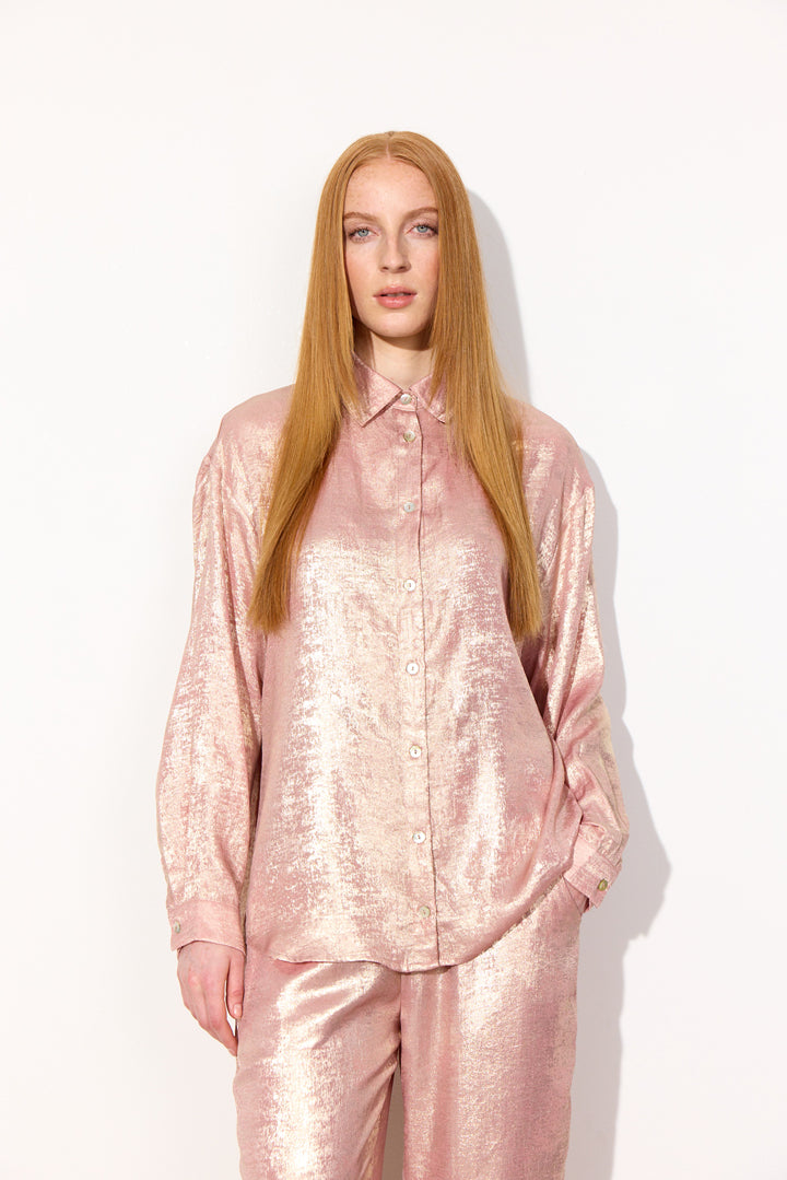 HUNKØN Robin Shirt Shirts Rose Metallic