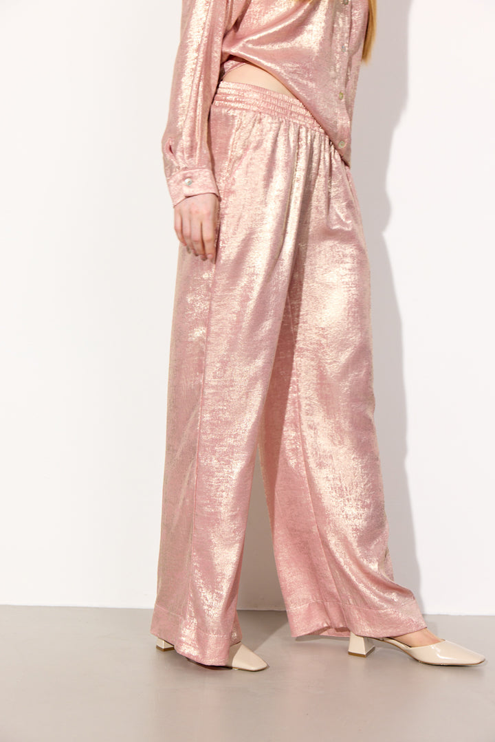 HUNKØN Robin Trousers Trousers Rose Metallic