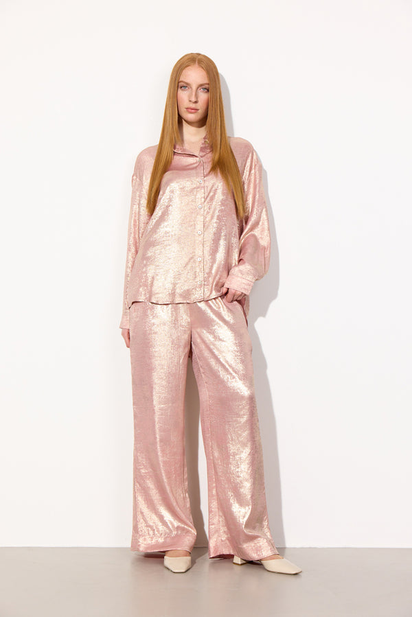 HUNKØN Robin Trousers Trousers Rose Metallic