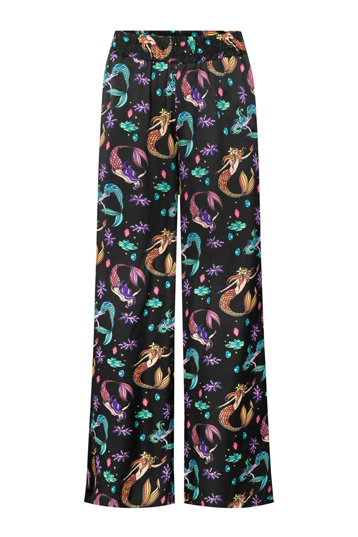 HUNKØN Selena Trousers Trousers Black Mermaid Art Print