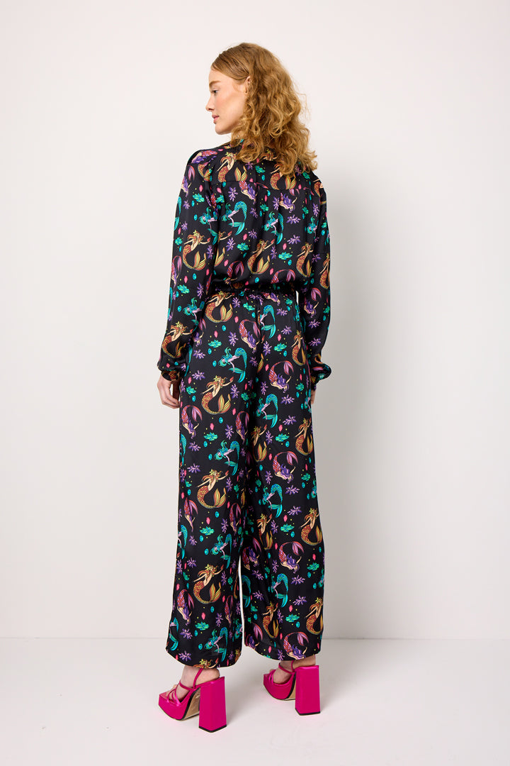 HUNKØN Selena Trousers Trousers Black Mermaid Art Print