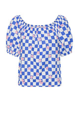 HUNKØN Smiley Bubble Top Tops Blue