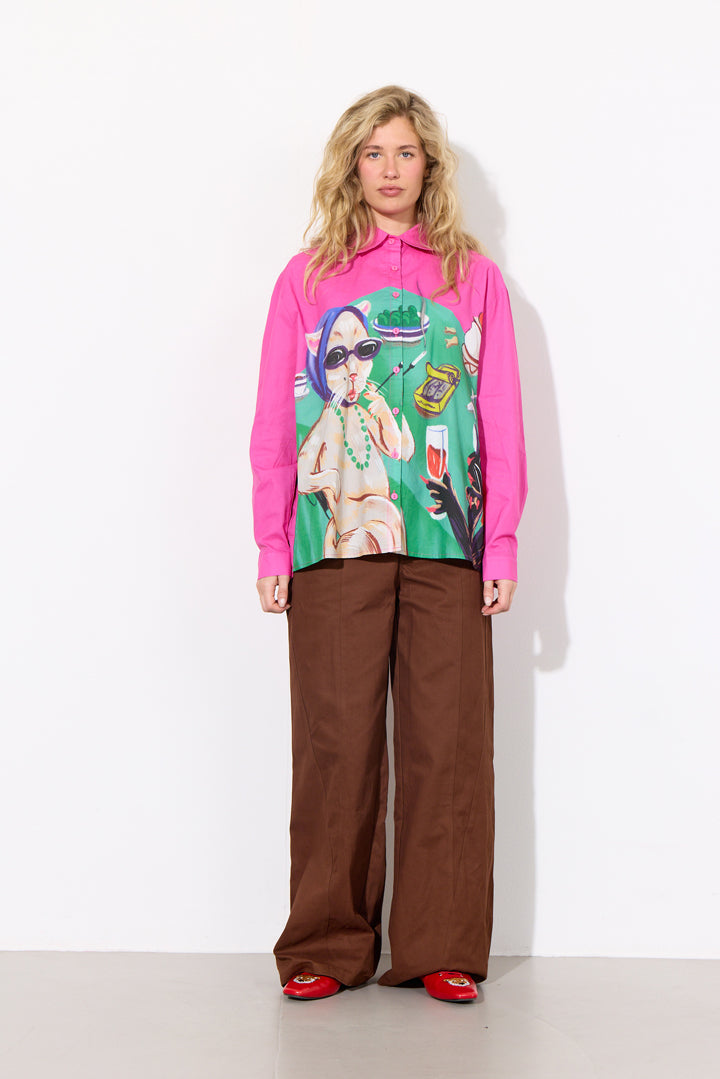 HUNKØN Tiana Shirt Shirts Cocktails with Cats Art Print